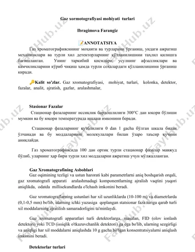 gaz xromatografiyasi mohiyati va turlari — DOCX