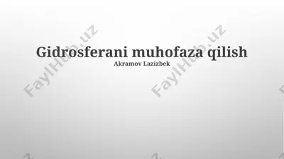 gidrosferani muhofaza qilish — PPTX