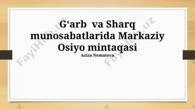 markaziy osiyoda mintaqaviy hamkorlik — PPTX