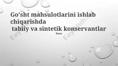 go'sht mahsulotlarini ishlab chiqarishda — PPTX