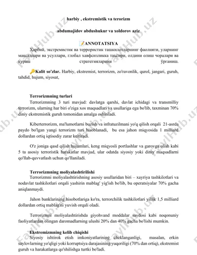 terrorizmning turlari — DOCX