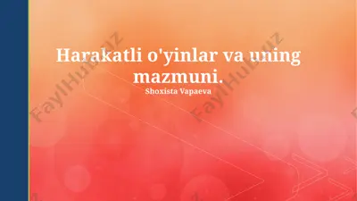 faol o'yinlar va ijtimoiylashuv — PPTX