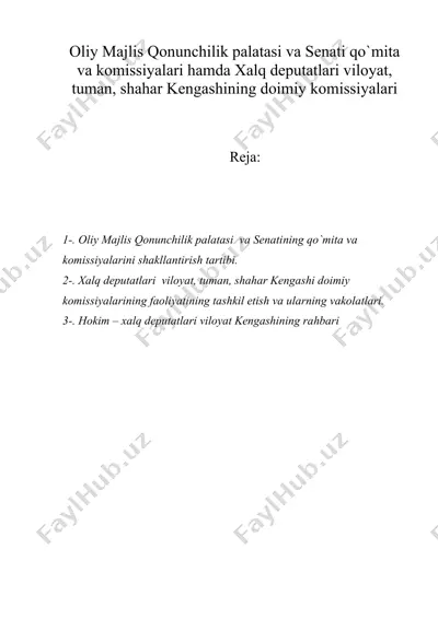 oliy majlis qonunchilik palatasi va senati qo`mita va komissiyalari hamda xalq deputatlari viloyat, tuman, shahar — DOC