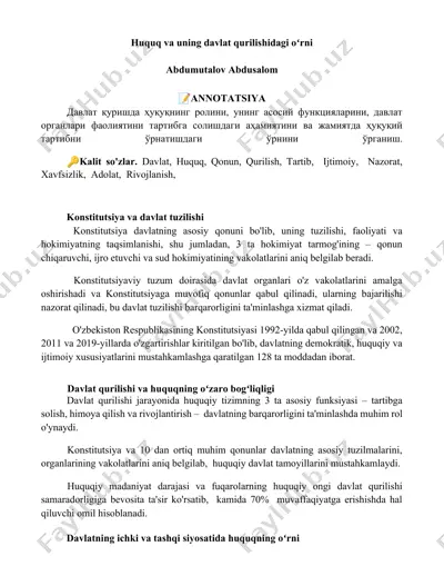 konstitutsiya va davlat tuzilishi — DOCX