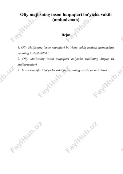 oliy majlisning inson huquqlari bo'yicha vakili (ombudsman) — DOC