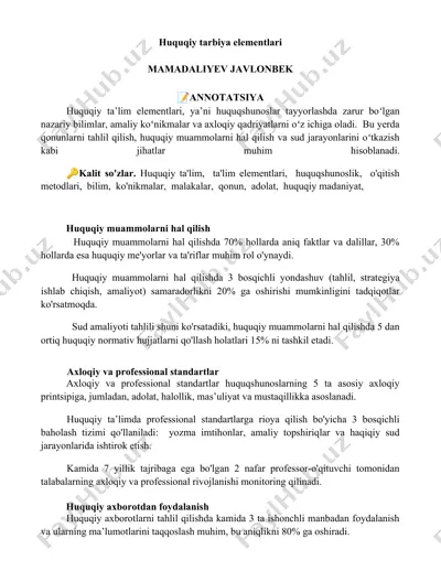 huquqiy tarbiya elementlari — DOCX