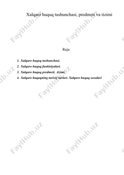 xalqaro huquq tushunchasi, predmeti va tizimi — DOC