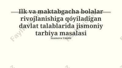 davlat talablari bo'yicha jismoniy tarbiya — PPTX
