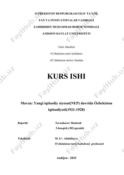 o‘zbekiston iqtisodiyoti 1921-1928 — DOC