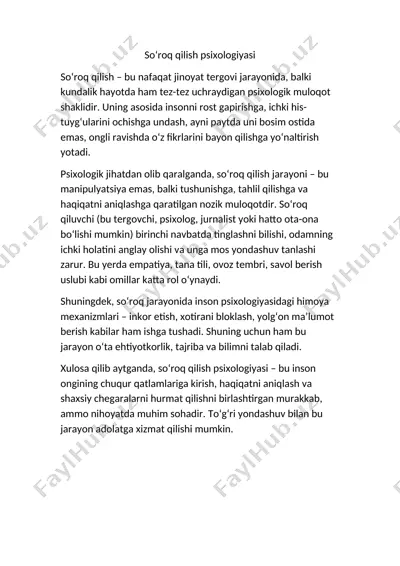 so‘roq qilish psixologiyasi — DOCX