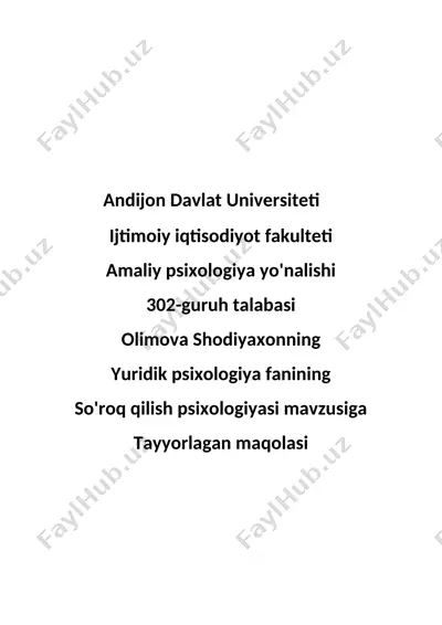 yuridik psixologiya fanini o'qitishda maqolalar — DOCX