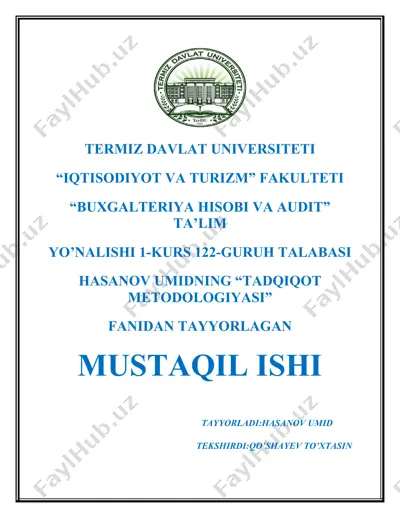 "tadqiqot metodologiyasi" — DOCX