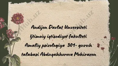 amaliy psixologiya 301- guruh talabasi abduqahhorova mohiraxon — PPTX
