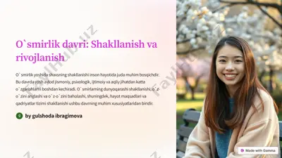 o'smirlik davri: shakllanish va rivojlanish — PDF