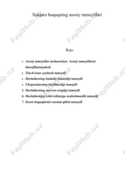 xalqaro huquqning asosiy tamoyillari — DOC