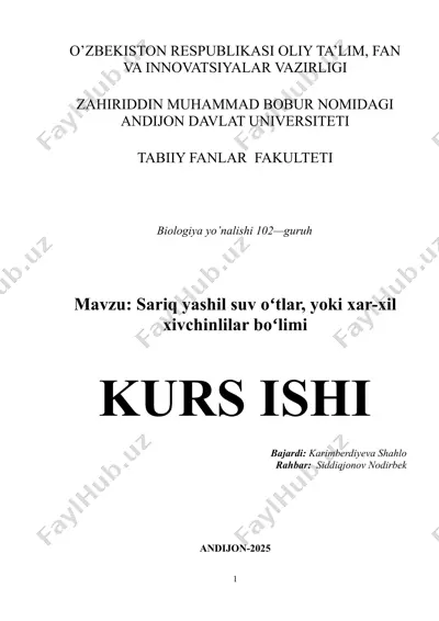 sariq-yashil suv oʻtlar va xivchinlilar — DOCX