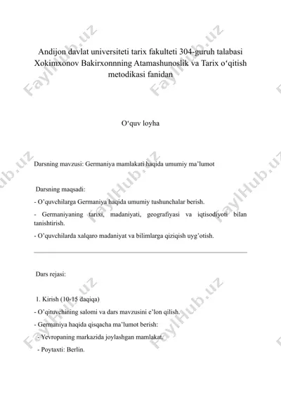 atamashunoslik va tarix oʻqitish metodikasi — DOCX