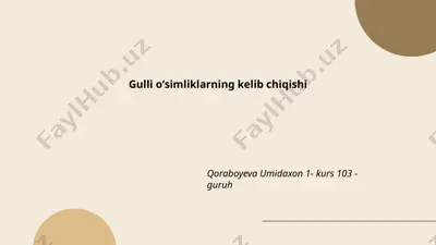 gulli oʻsimliklarning kelib chiqishi — PPTX