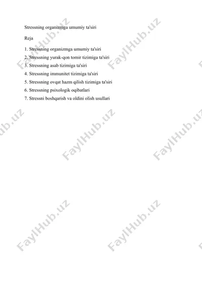 stressning organizmga umumiy ta'siri — DOCX
