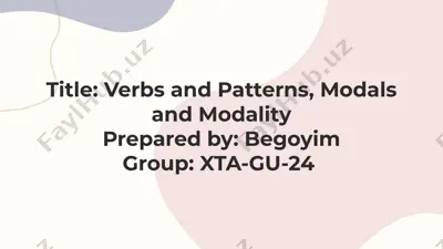 verbs and patterns, modals and modality — PPTX