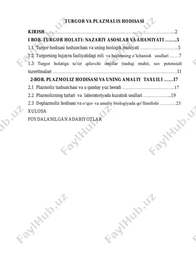 turgor va plazmalis hodisasi — PDF