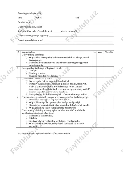 darsning psixologik taxlili — DOCX