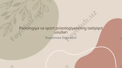 psixologiya va sport psixologiyasining tadqiqot usullari — PPTX