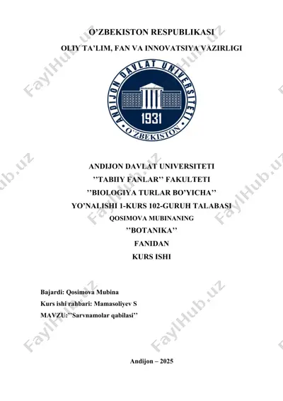 botanika kurs ishi "sarvnamolar qabilasi" — DOCX