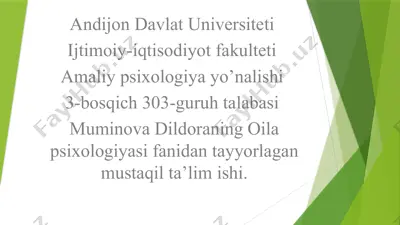 mustaqil ta’lim ishi "nigoh motivlari va er-xotin munosabatlari" — PPTX