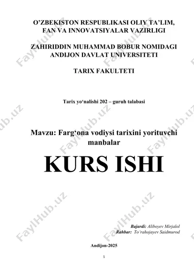 farg‘ona vodiysi tarixini yorituvchi manbalar — DOCX