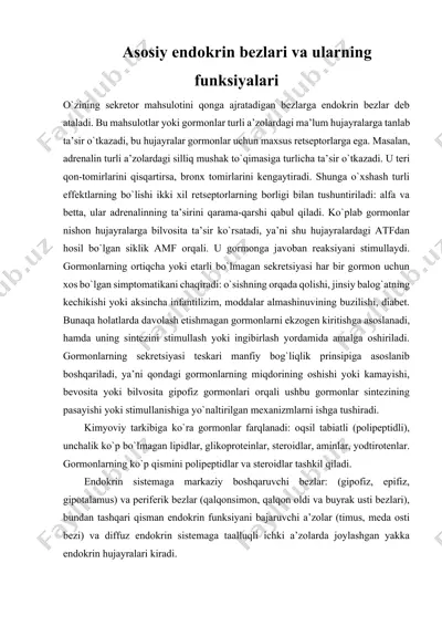 endokrin bezlar va ularning funksiyalari — DOCX