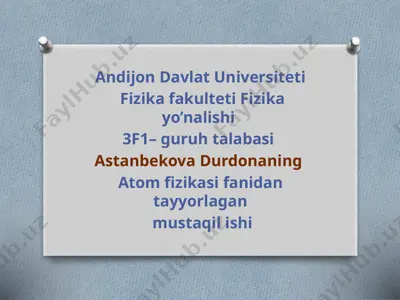 atomlar va molekulalar kimyoviy fizikasi — PPTX