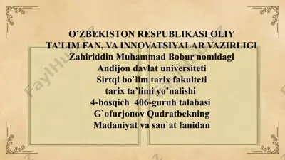 amir temur va temuriylar davri madaniyati — PPTX