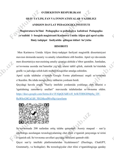 magistratura dissertatsiyasi hisoboti — DOCX
