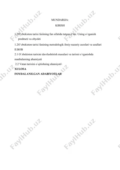 o`zbekiston tarixi fanining metodologik ilmiy-nazariy asoslari va usullari — DOCX