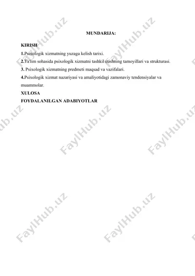 psixologik xizmatlar — DOC