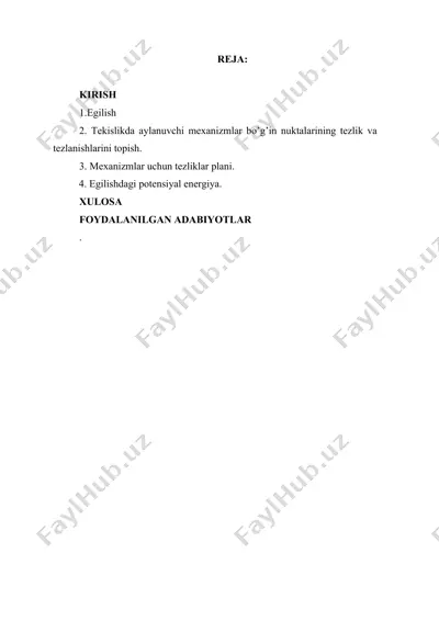 tekis egilish tezlik va tеzlanishlarini topish — DOCX