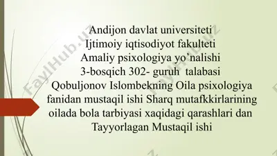 ijtimoiy iqtisodiyot fakulteti amaliy psixologiya yo’nalishi — PPTX