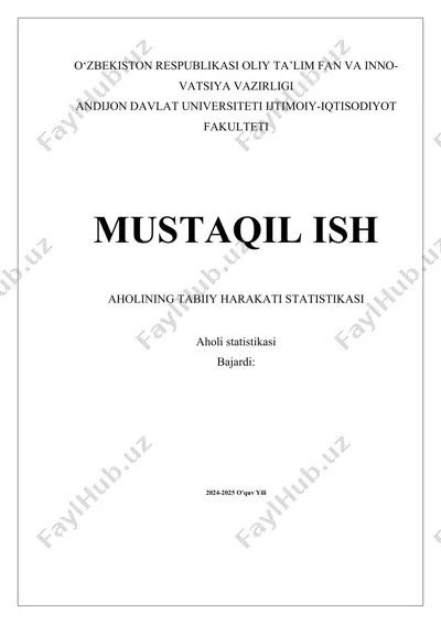 aholining tabiiy harakati statistikasi — DOCX