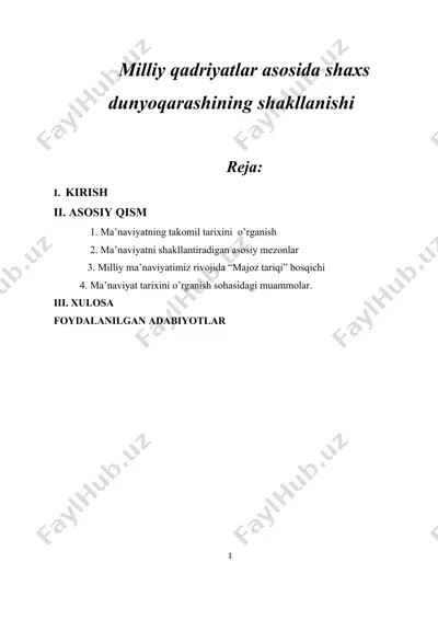 milliy ma'naviyat asoslari — DOCX
