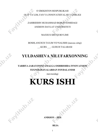 tarbiya jarayonini amalga oshirishda innovatsion texnologiyalardan foydalanish — DOC