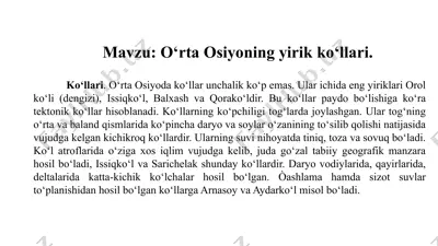 o‘rta osiyoning yirik ko‘llari — PPTX