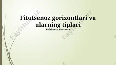 fitotsenoz gorizontlari va ularning tiplari — PPTX