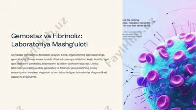gemostaz va fibrinoliz: laboratoriya mashg'uloti 2 — PPTX