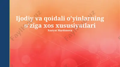 ijodiy va qoidaga asosiy o'yinlarning ta'rifi — PPTX