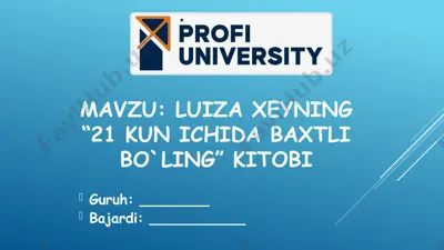 "21 kun ichida baxtli bo'l" kitobi — PPTX