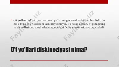 o't yo'llari diskineziyasi — PPTX