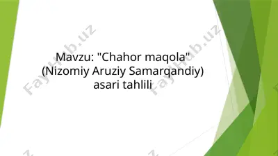 "chahor maqola" asari tahlili — PPTX