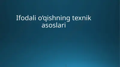 ifodalio‘qishning texnikasi — PPTX