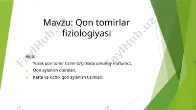 qon tomirlar fiziologiyasi — PPTX
